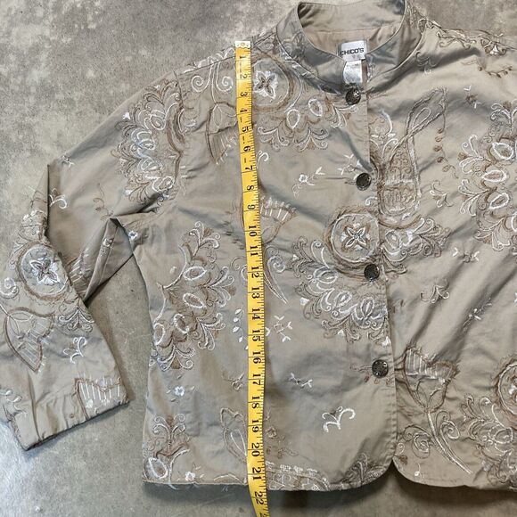 Chicos Jacket Womens‎ Large Rosina Metallic Dream Beige Neutral Embroidered - Picture 3 of 9